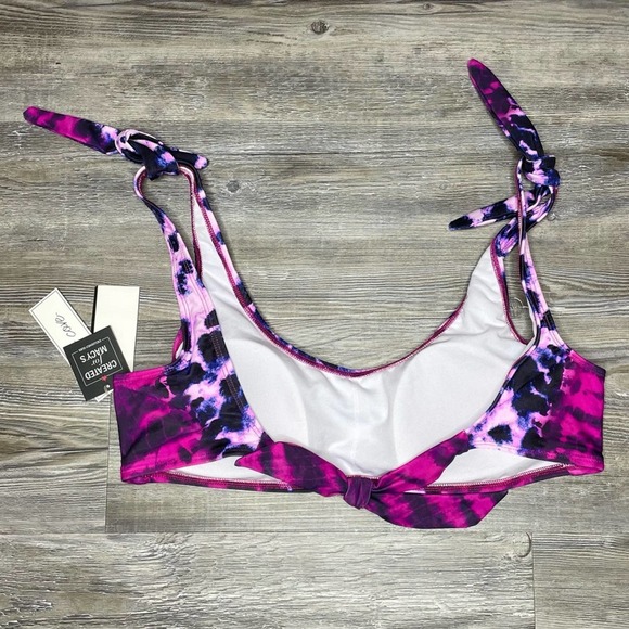 Salt + Cove Women's Fuchsia How Do You Zoo Tie-Dye Bikini Swim Top sz Junior’s L - Picture 3 of 3